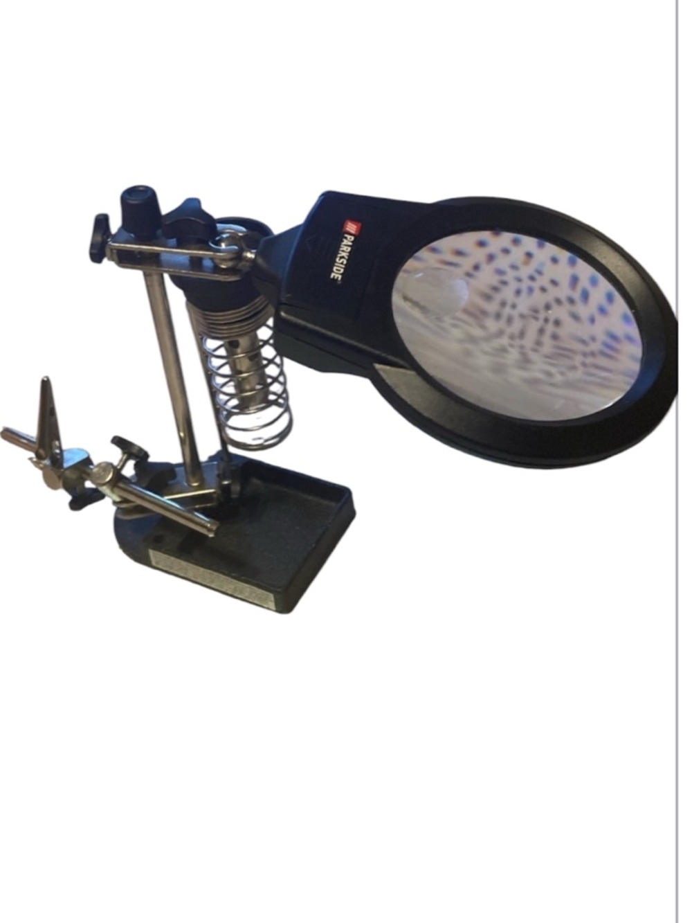PARKSIDE HELPING HAND LED MAGNIFIER MODEL HG09204 CAST IRON BASE